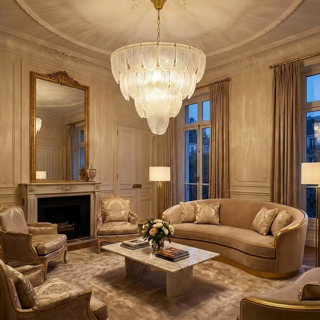 Murano-Style Tiered Glass Chandelier | wildoxy
