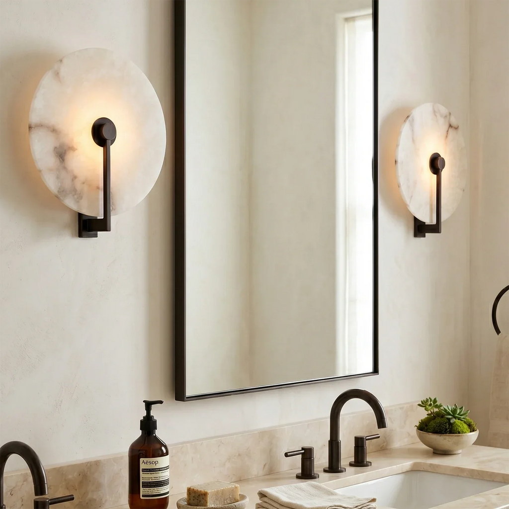 Natural Alabaster Disc LED Wall Sconce | wildoxy