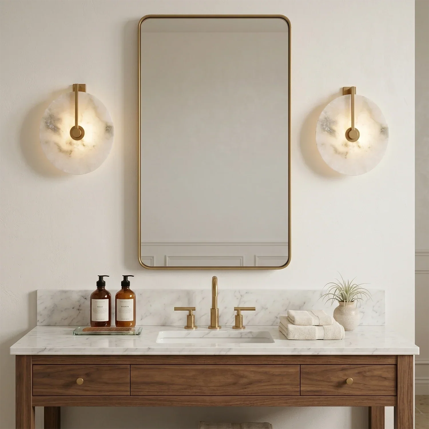 Natural Alabaster Disc LED Wall Sconce | wildoxy