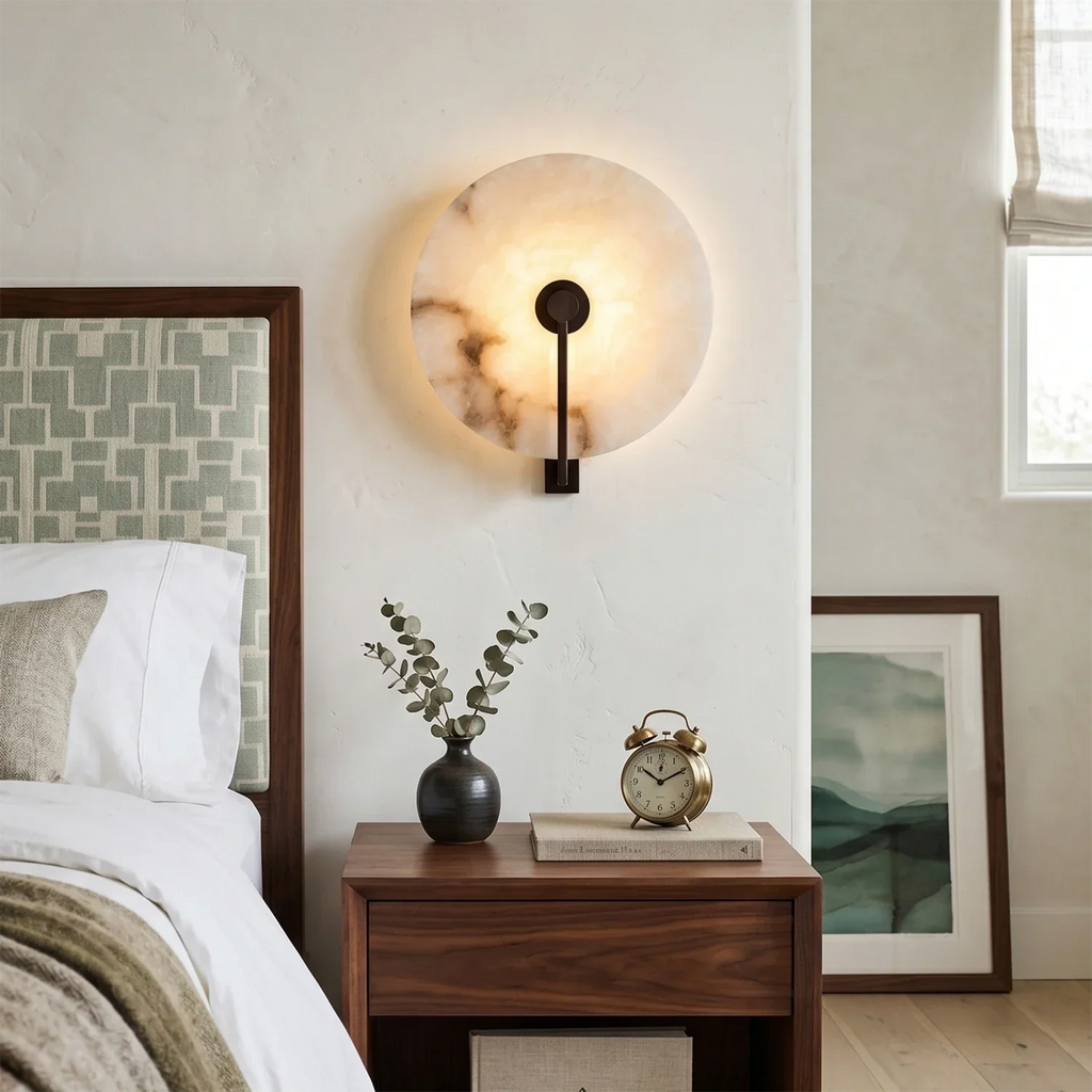 Natural Alabaster Disc LED Wall Sconce | wildoxy
