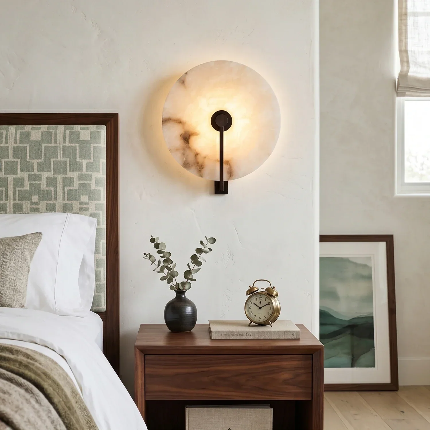 Natural Alabaster Disc LED Wall Sconce | wildoxy