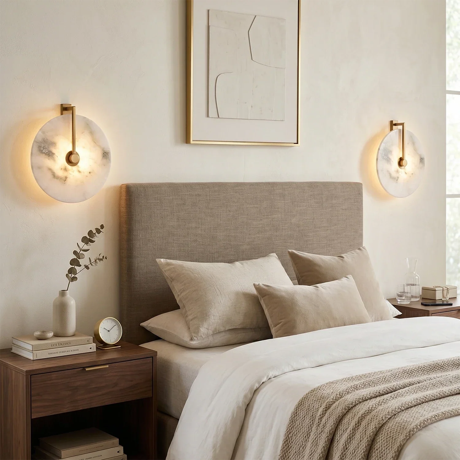 Natural Alabaster Disc LED Wall Sconce | wildoxy