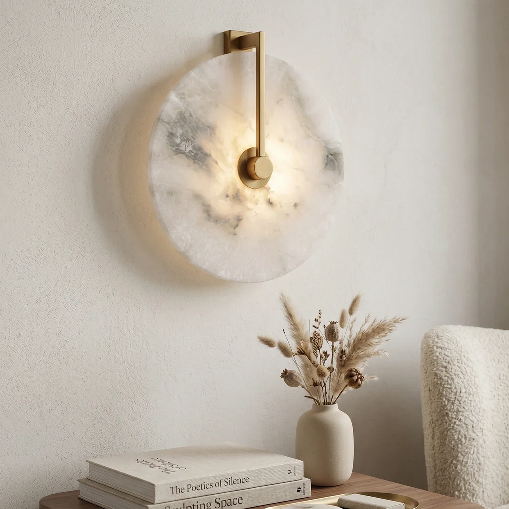 Natural Alabaster Disc LED Wall Sconce | wildoxy