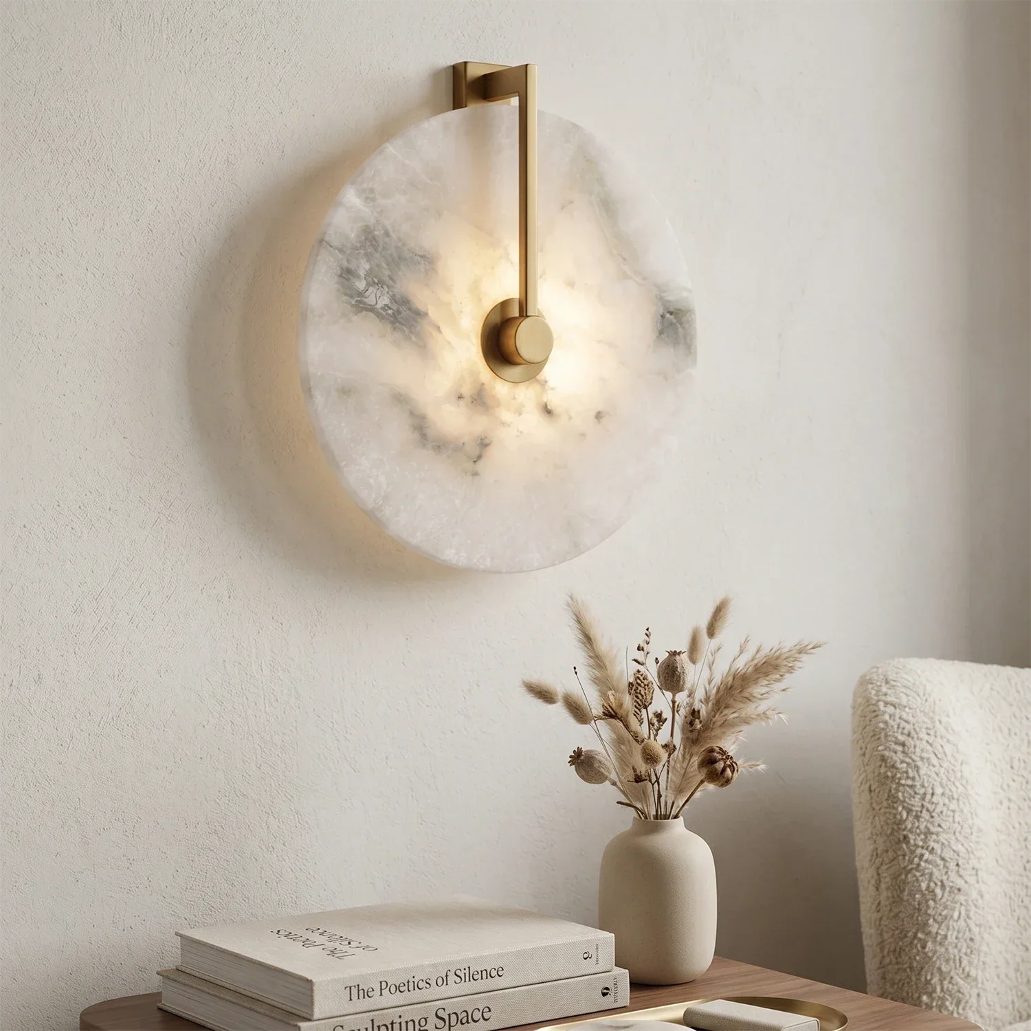 Natural Alabaster Disc LED Wall Sconce | wildoxy