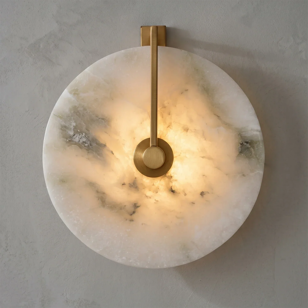 Natural Alabaster Disc LED Wall Sconce | wildoxy
