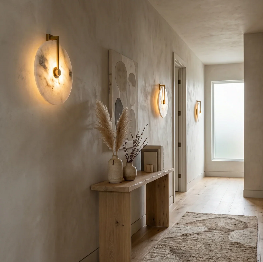 Natural Alabaster Disc LED Wall Sconce | wildoxy