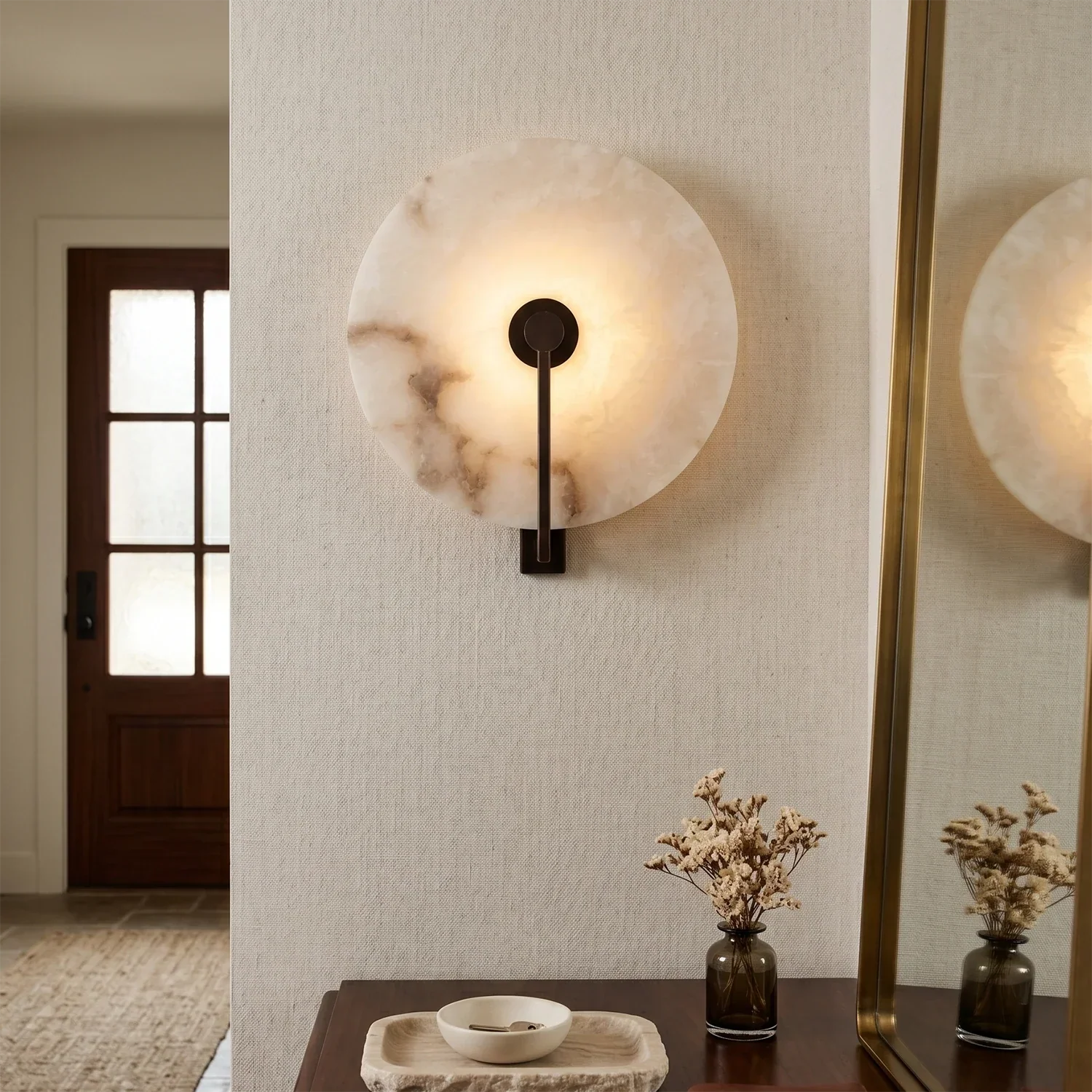 Natural Alabaster Disc LED Wall Sconce | wildoxy