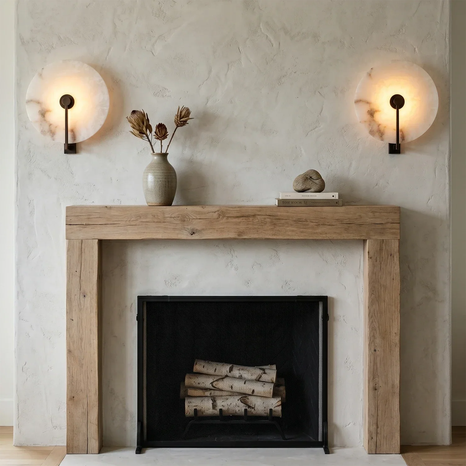 Natural Alabaster Disc LED Wall Sconce | wildoxy