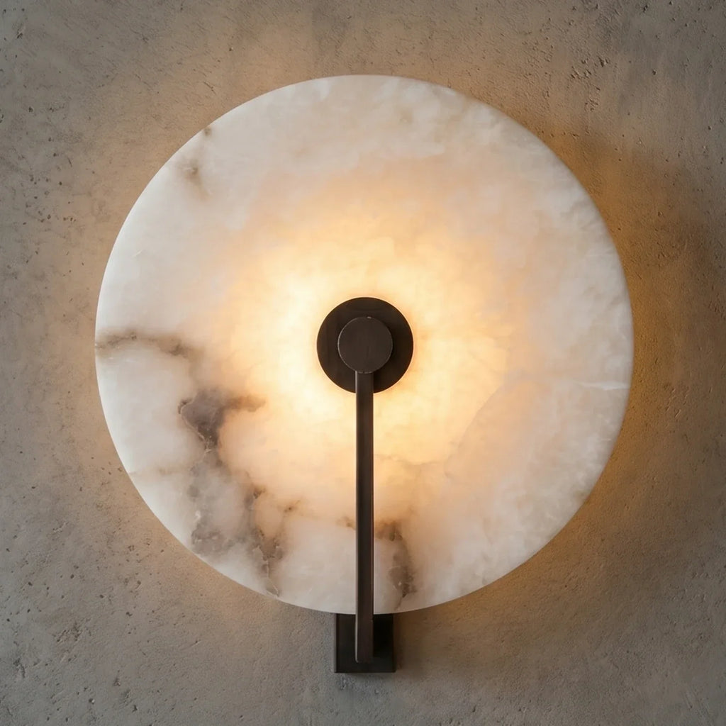 Natural Alabaster Disc LED Wall Sconce | wildoxy