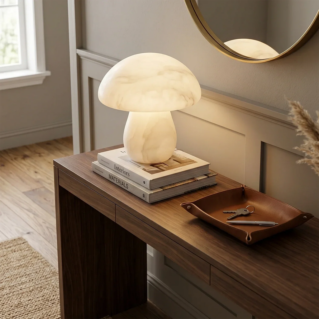 Natural Alabaster Mushroom Table Lamp | wildoxy