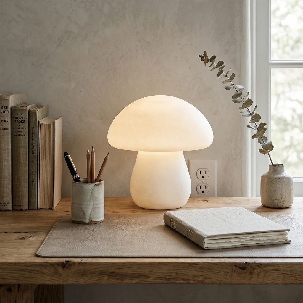 Natural Alabaster Mushroom Table Lamp | wildoxy