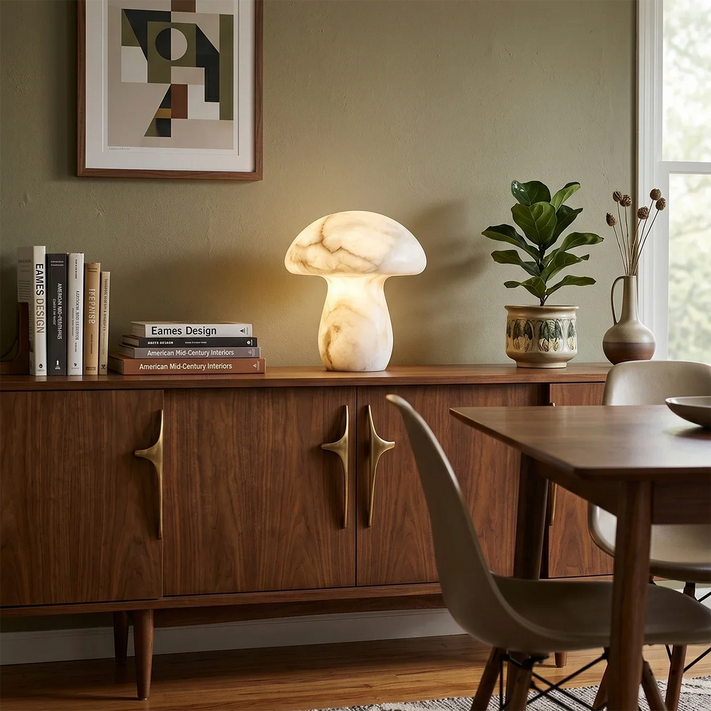 Natural Alabaster Mushroom Table Lamp | wildoxy