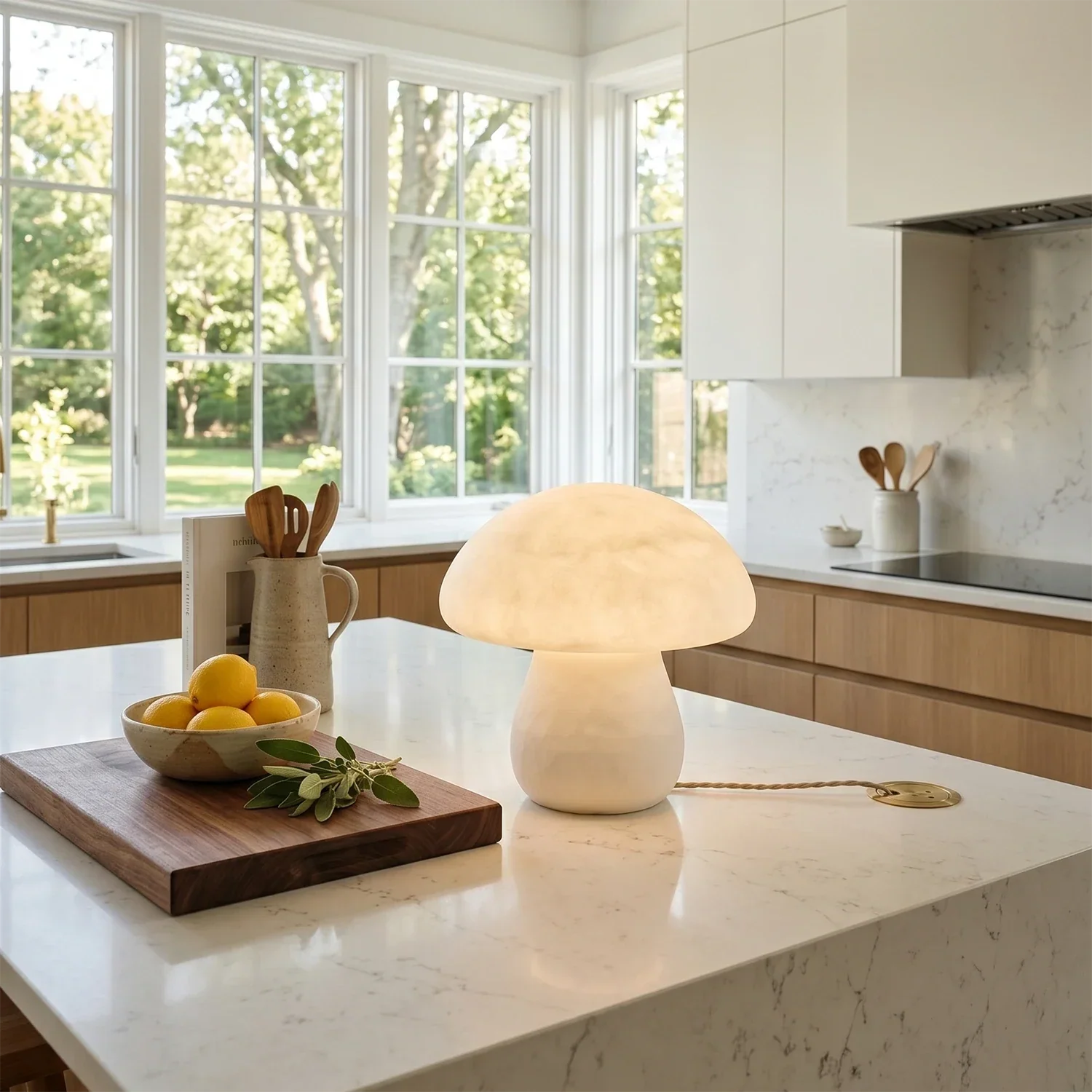Natural Alabaster Mushroom Table Lamp | wildoxy