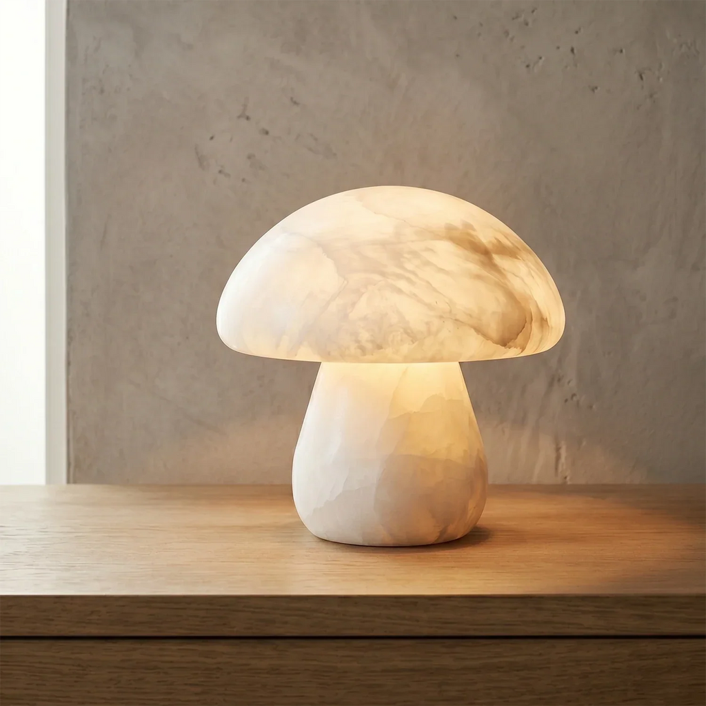 Natural Alabaster Mushroom Table Lamp | wildoxy