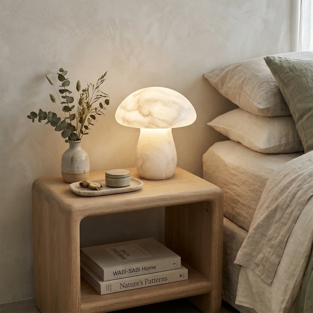 Natural Alabaster Mushroom Table Lamp | wildoxy