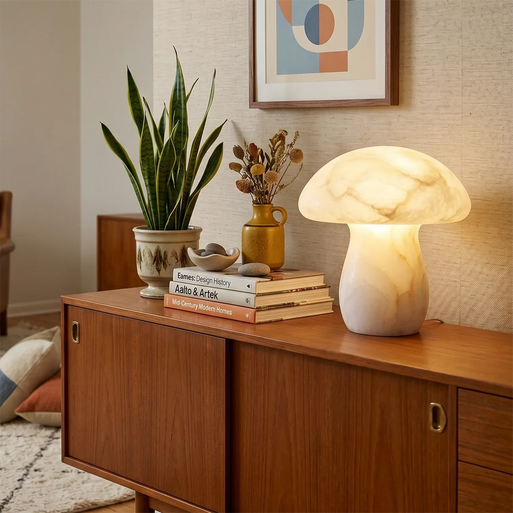 Natural Alabaster Mushroom Table Lamp | wildoxy