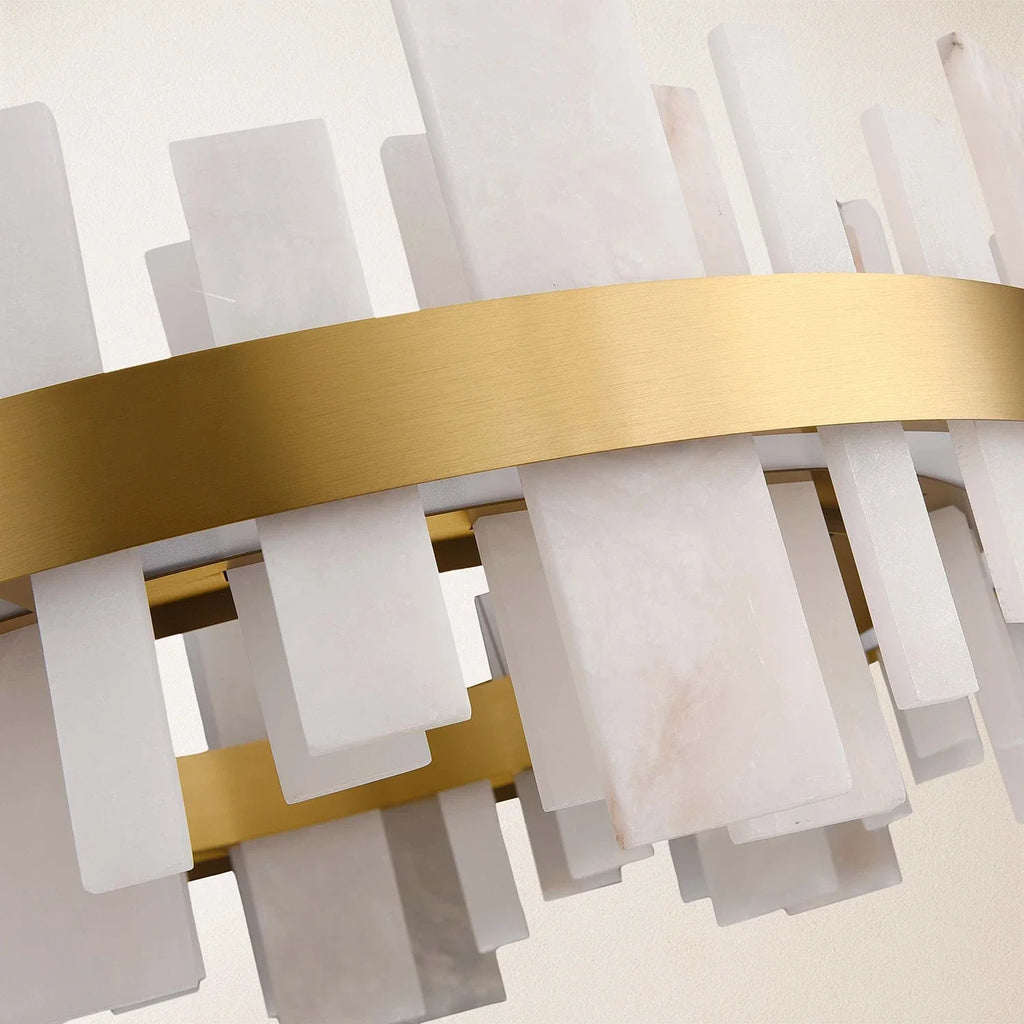 Natural Alabaster Tile Round Chandelier | wildoxy