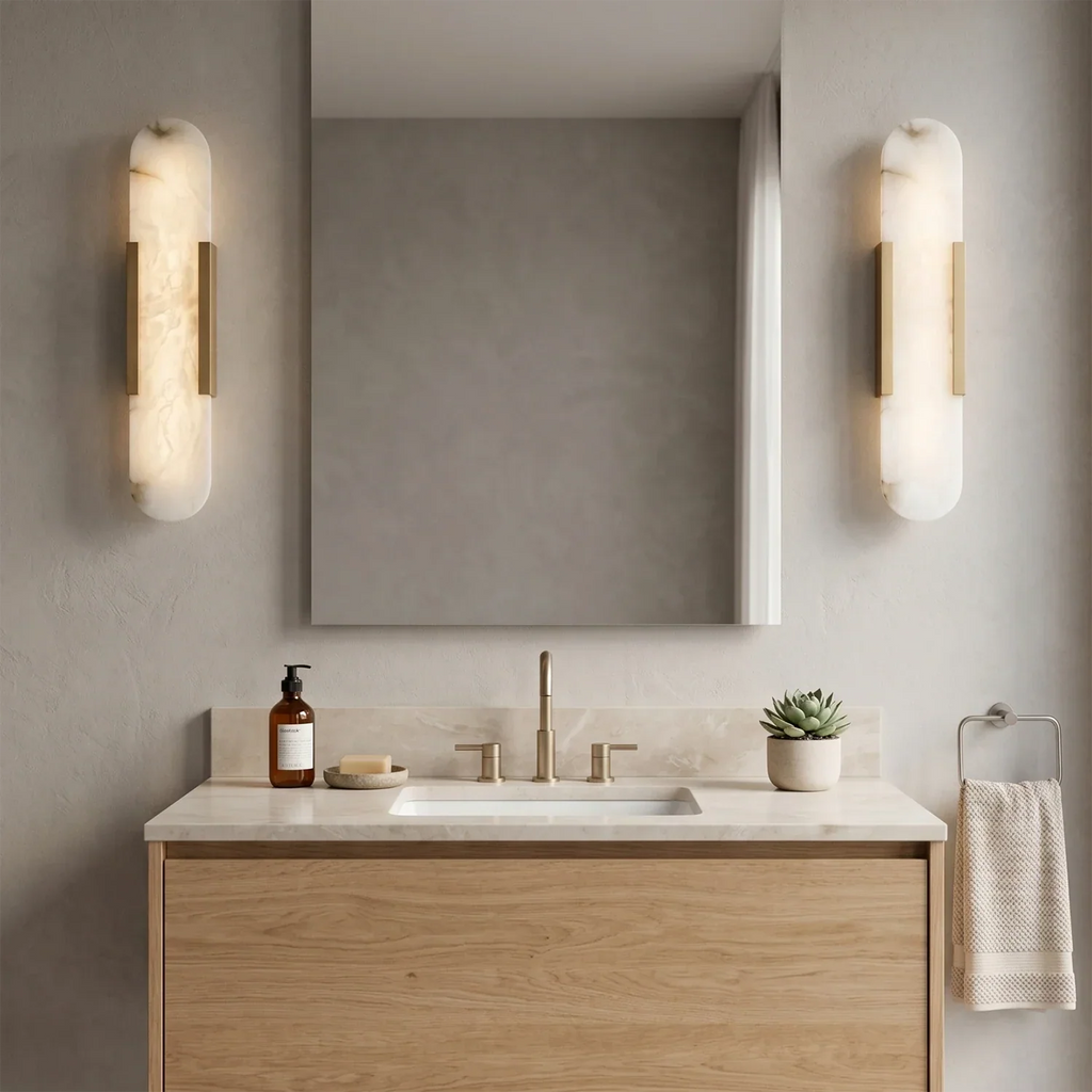 Natural Grained Marble Elongated Sconce Wall Lamp | wildoxy
