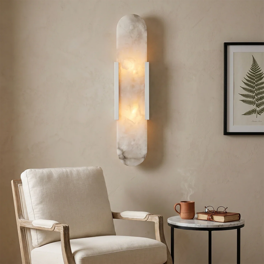 Natural Grained Marble Elongated Sconce Wall Lamp | wildoxy