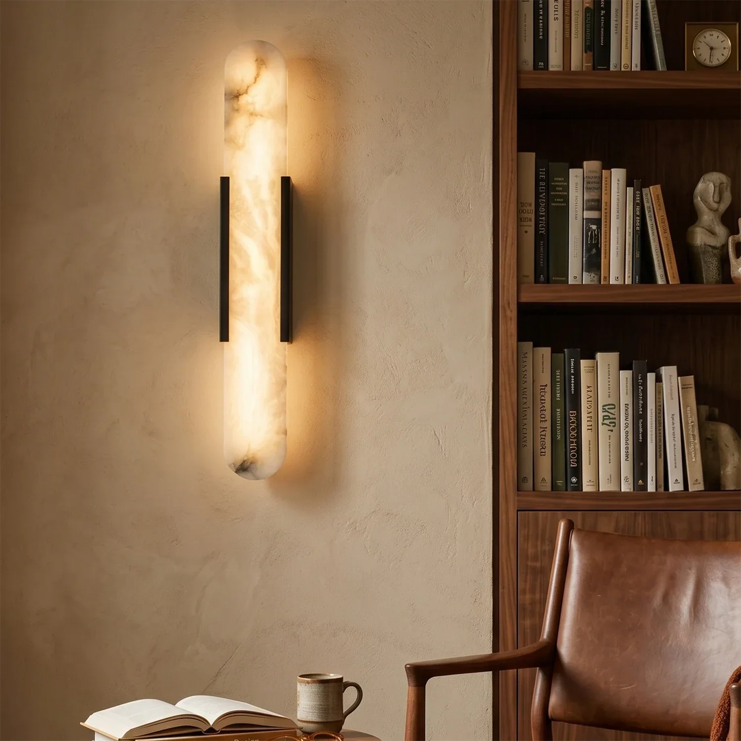 Natural Grained Marble Elongated Sconce Wall Lamp | wildoxy