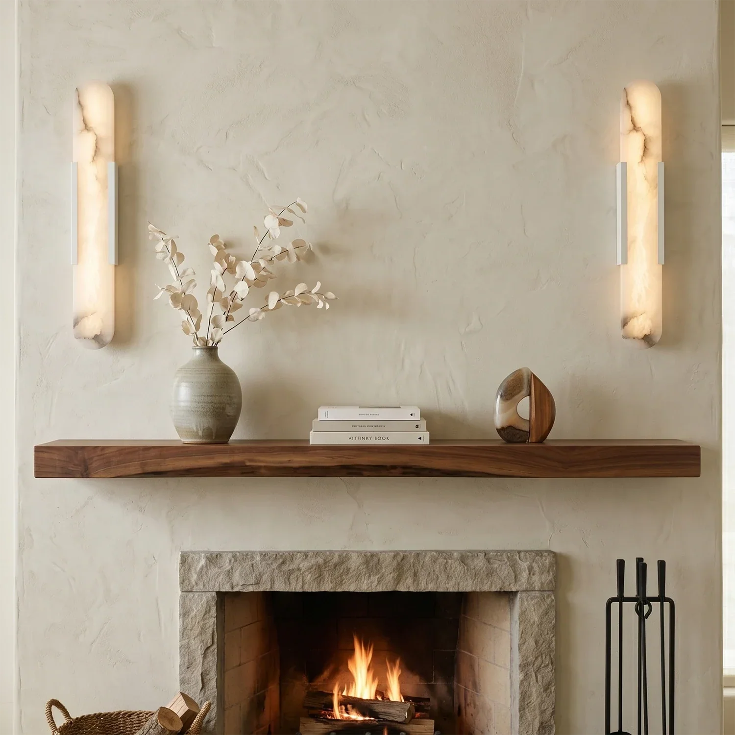 Natural Grained Marble Elongated Sconce Wall Lamp | wildoxy