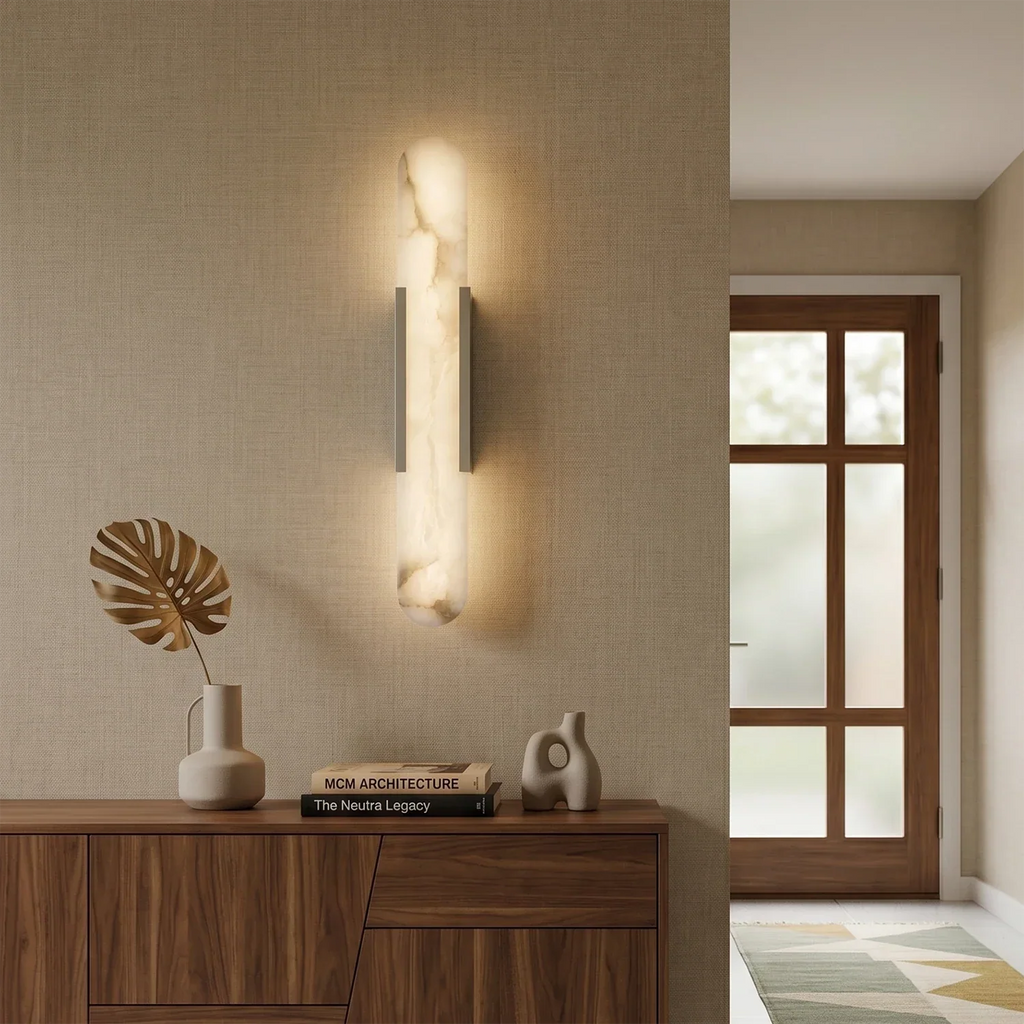 Natural Grained Marble Elongated Sconce Wall Lamp | wildoxy