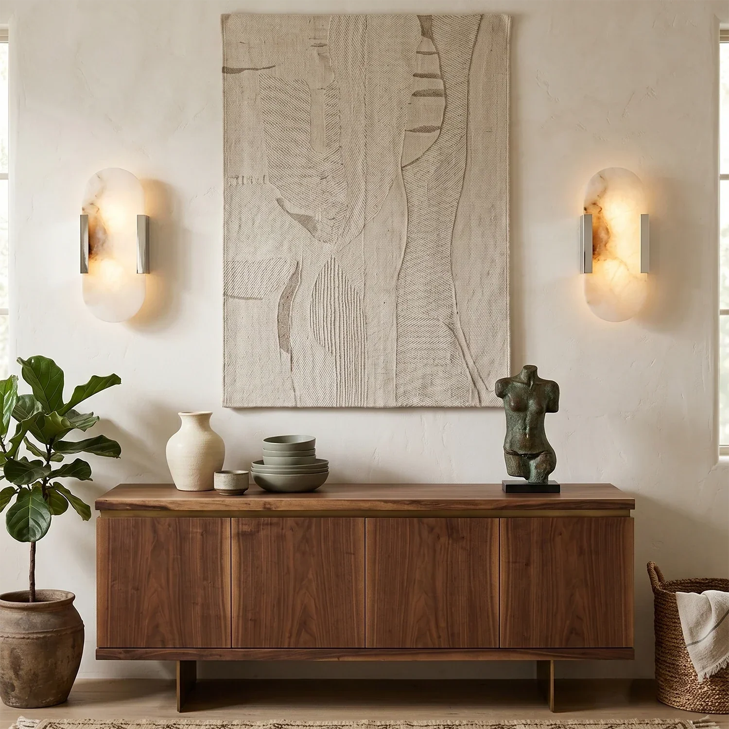 Natural Grained Marble Elongated Sconce Wall Lamp | wildoxy