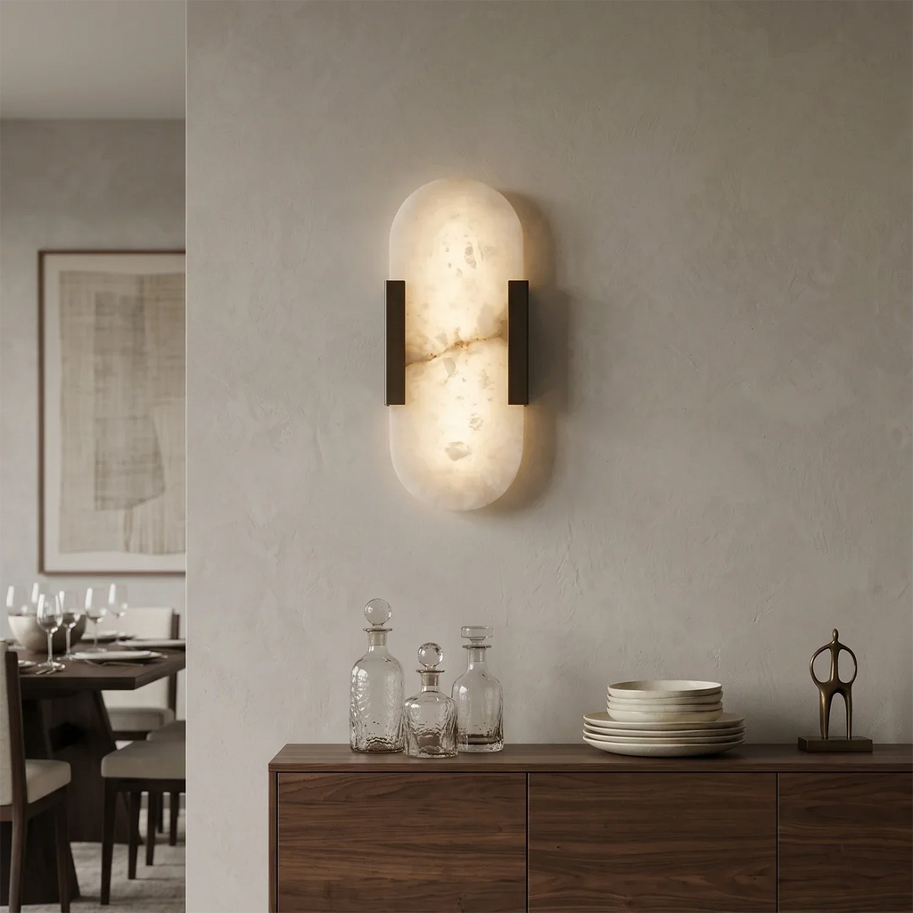Natural Grained Marble Elongated Sconce Wall Lamp | wildoxy