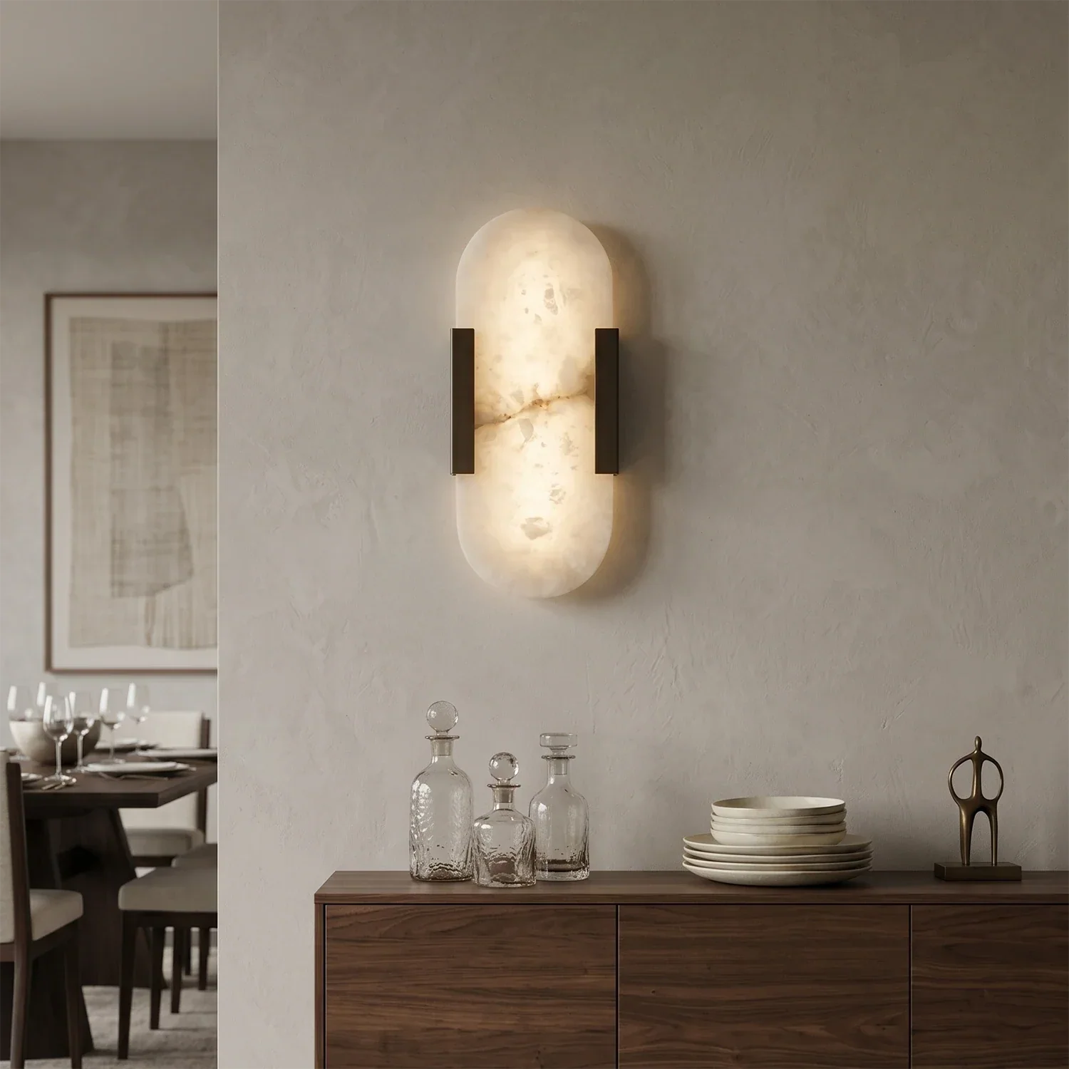 Natural Grained Marble Elongated Sconce Wall Lamp | wildoxy