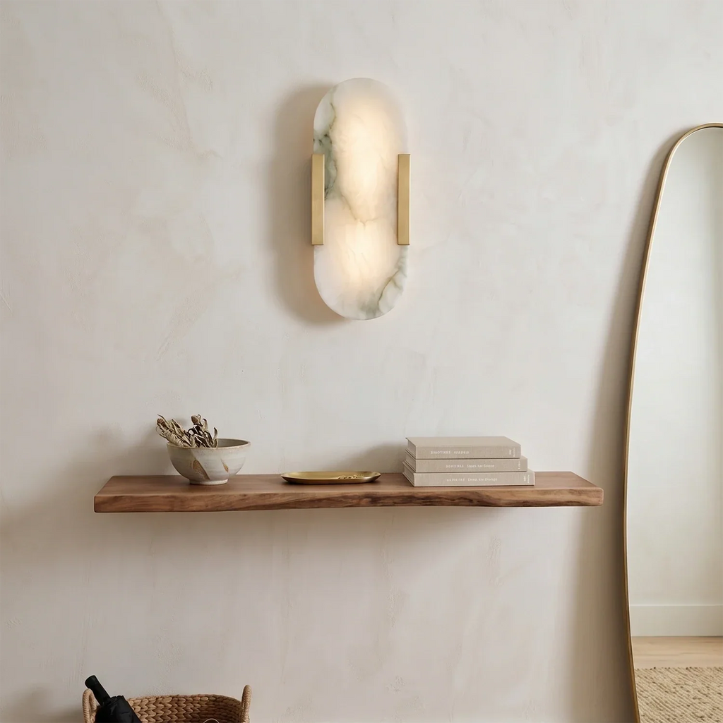 Natural Grained Marble Elongated Sconce Wall Lamp | wildoxy