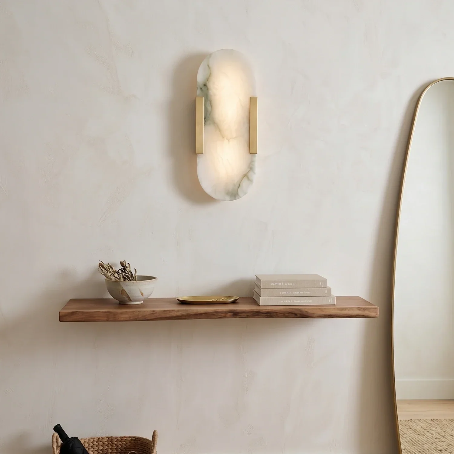Natural Grained Marble Elongated Sconce Wall Lamp | wildoxy