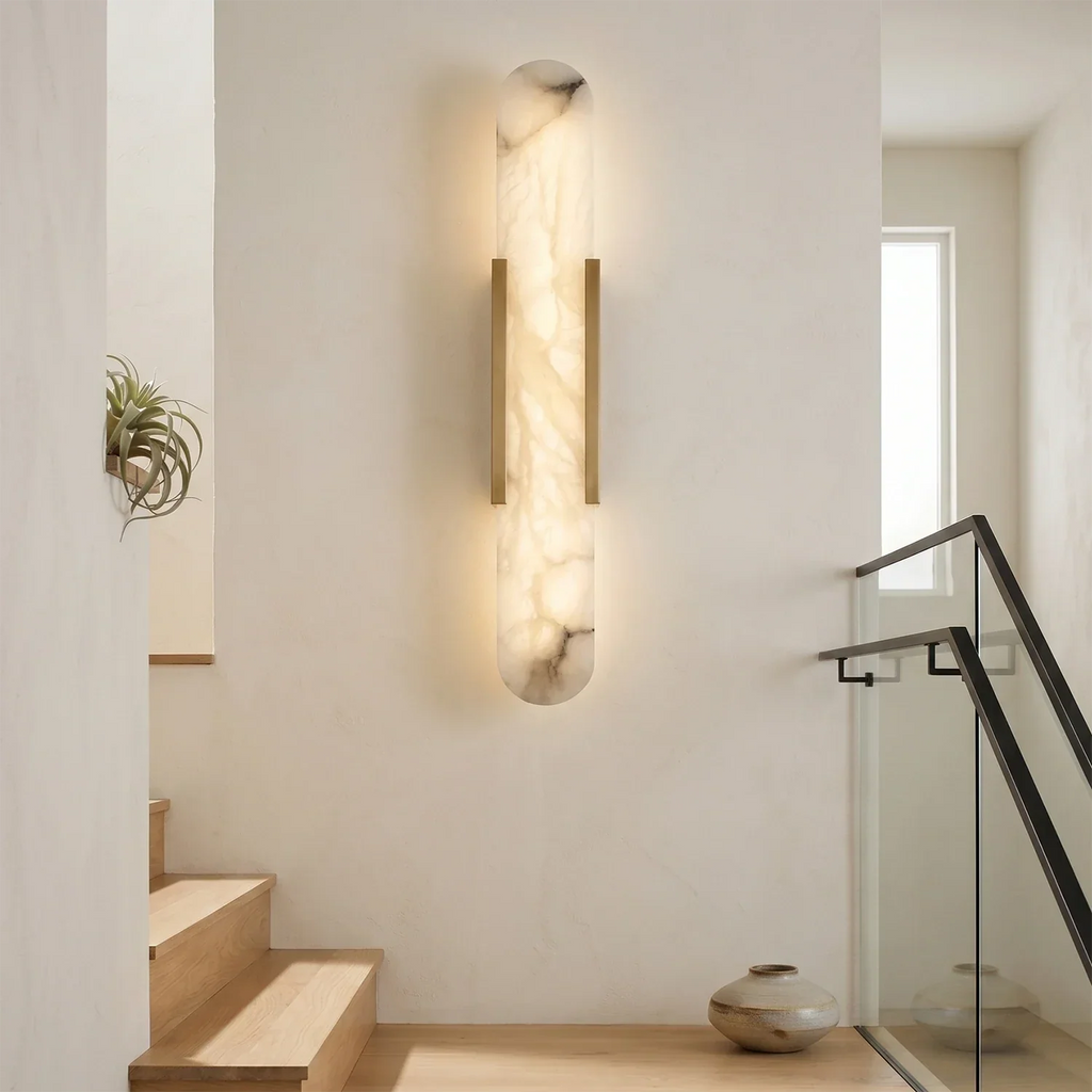 Natural Grained Marble Elongated Sconce Wall Lamp | wildoxy