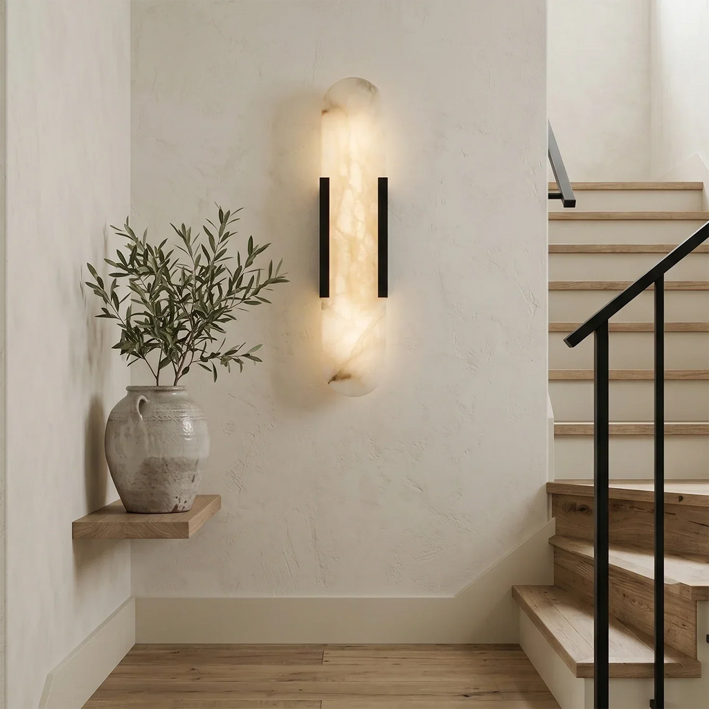 Natural Grained Marble Elongated Sconce Wall Lamp | wildoxy