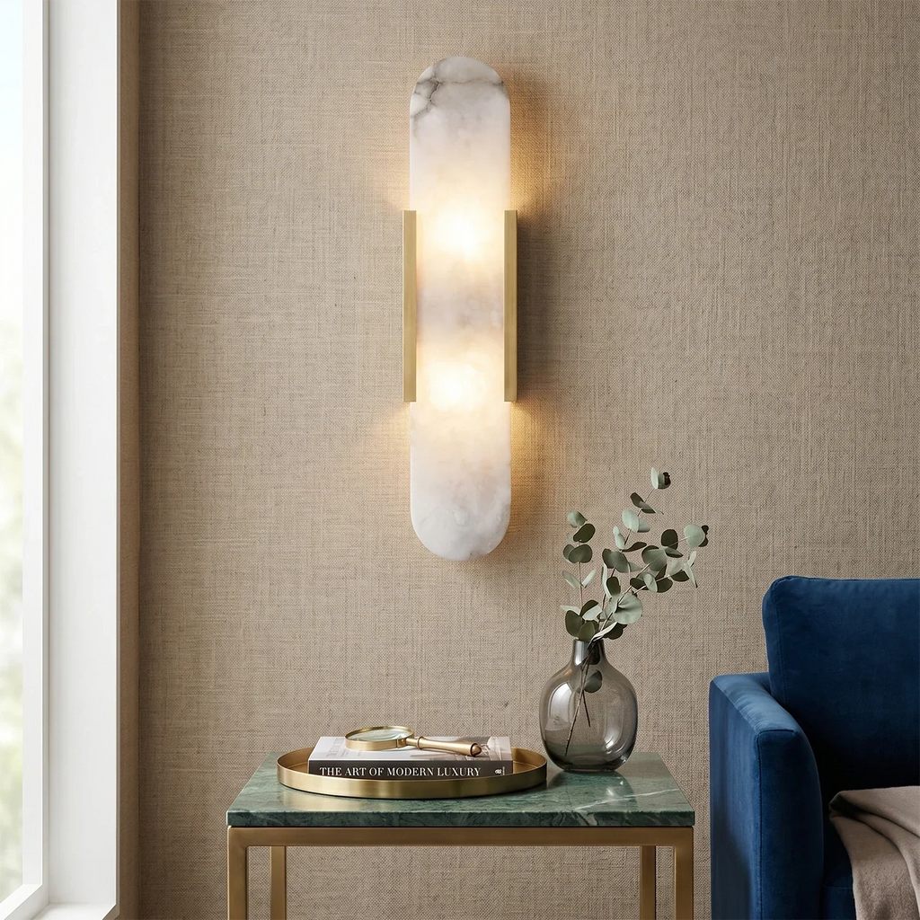 Natural Grained Marble Elongated Sconce Wall Lamp | wildoxy