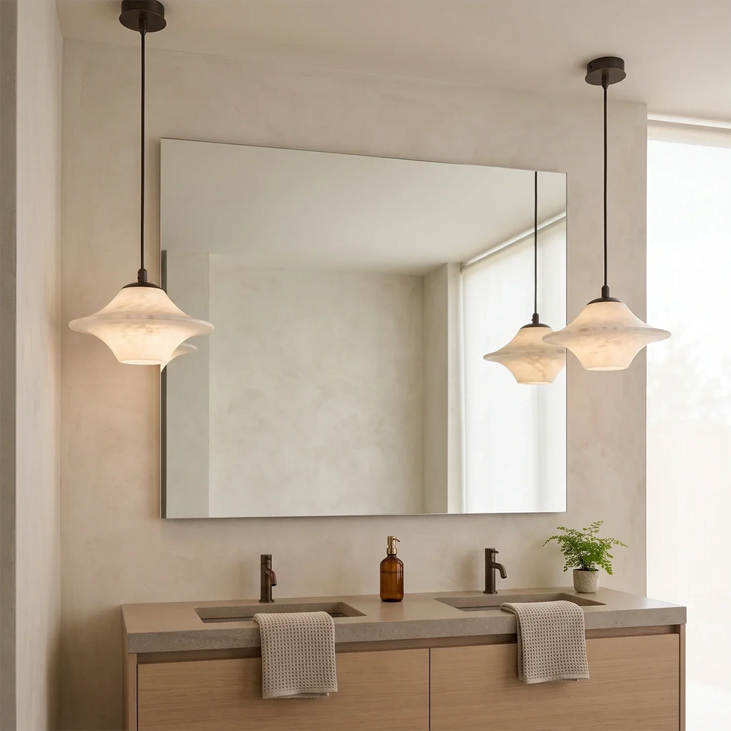 Nerine Wide-Brim Alabaster Pendant Light | wildoxy