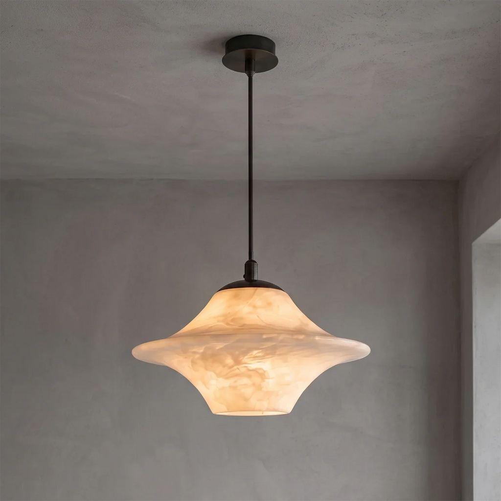 Nerine Wide-Brim Alabaster Pendant Light | wildoxy