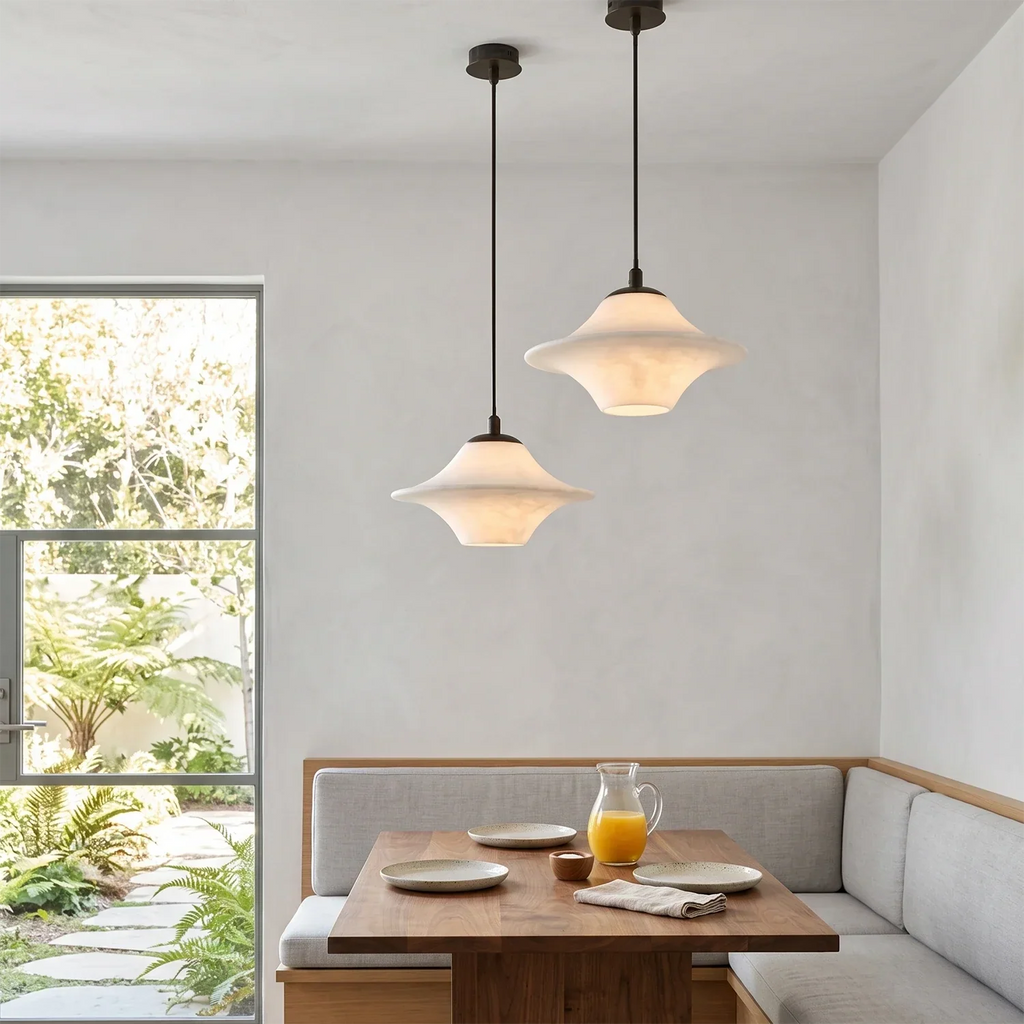 Nerine Wide-Brim Alabaster Pendant Light | wildoxy