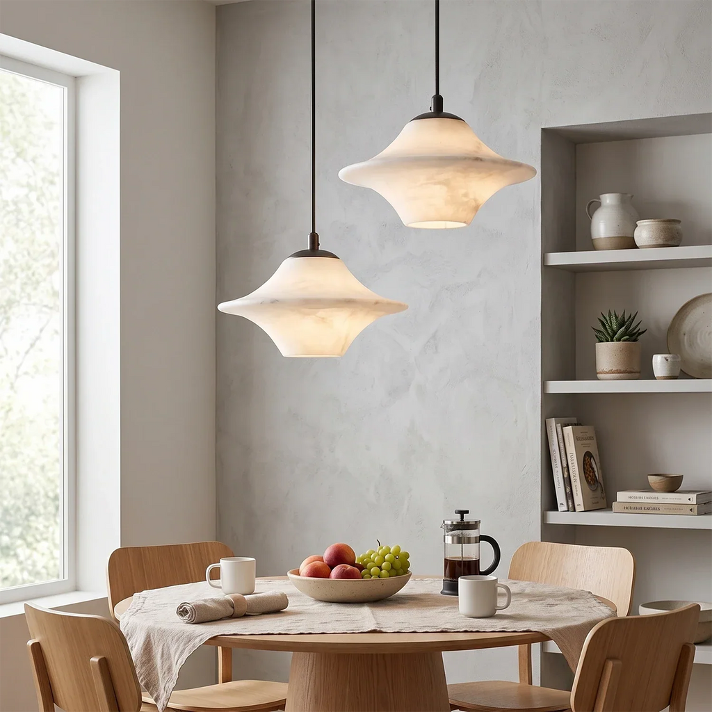 Nerine Wide-Brim Alabaster Pendant Light | wildoxy