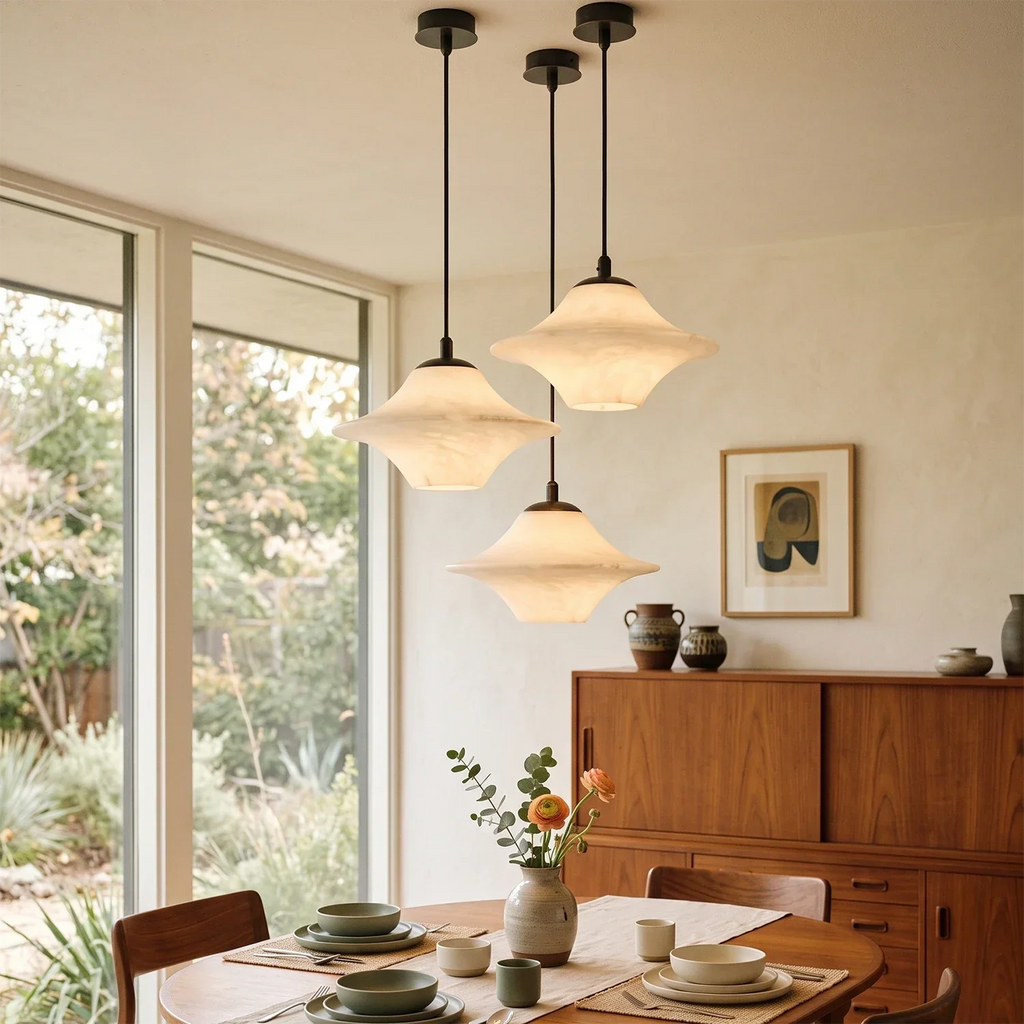 Nerine Wide-Brim Alabaster Pendant Light | wildoxy