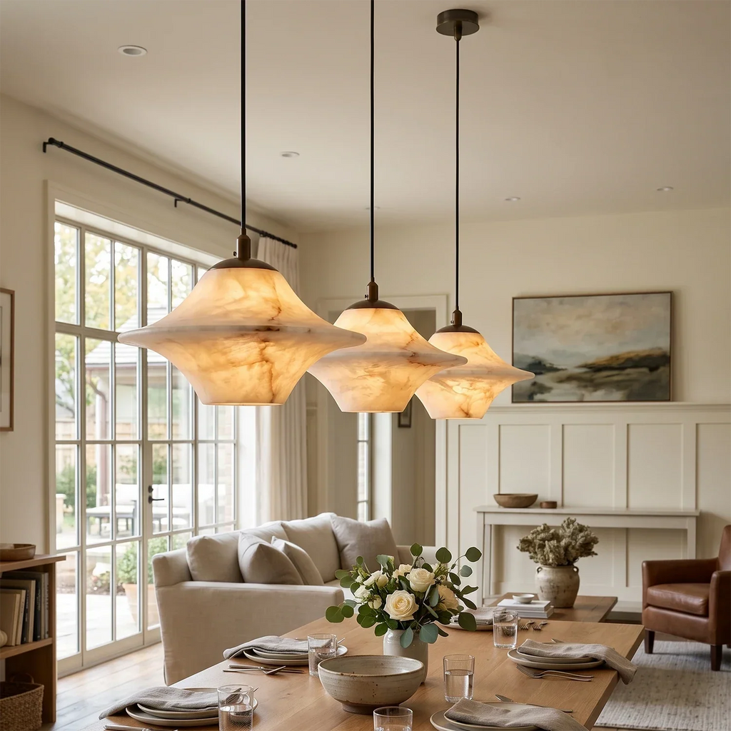 Nerine Wide-Brim Alabaster Pendant Light | wildoxy