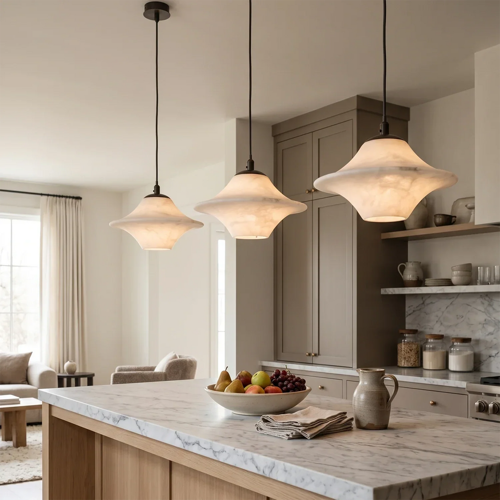 Nerine Wide-Brim Alabaster Pendant Light | wildoxy
