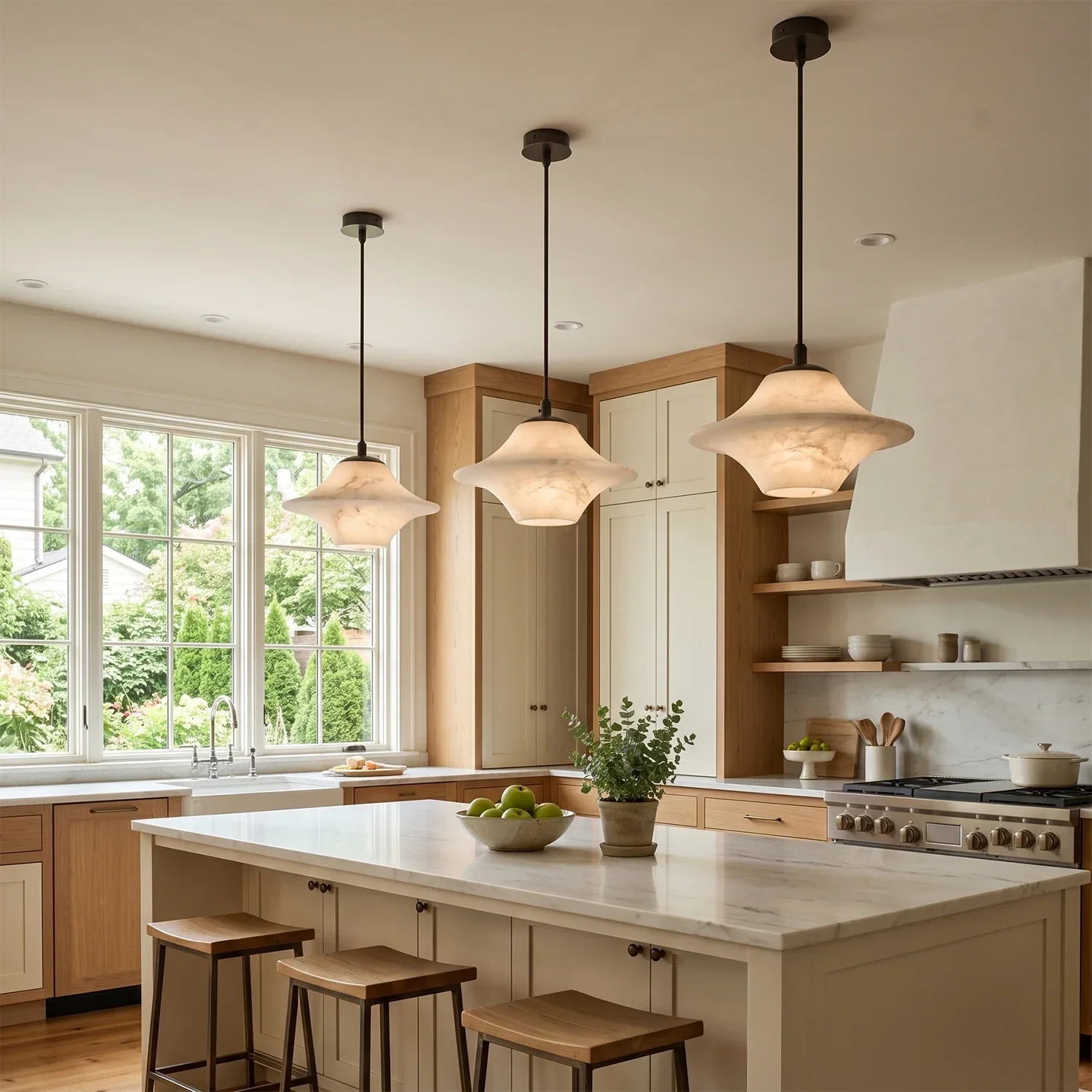 Nerine Wide-Brim Alabaster Pendant Light | wildoxy