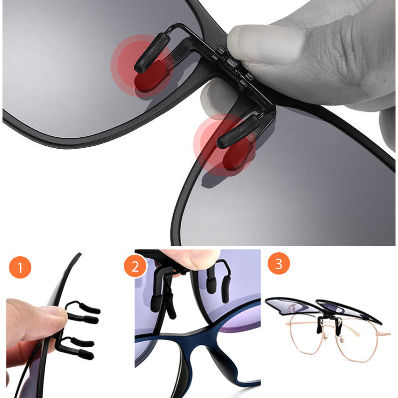Magnetic Clip-On Sunglasses — Polarized UV400 Titanium Frame