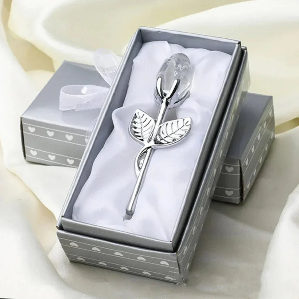 Crystiva 水晶玫瑰纪念品 - 金色或银色展示杆
