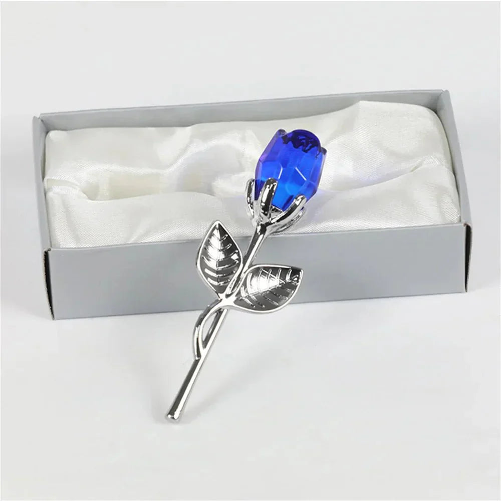 Crystiva 水晶玫瑰纪念品 - 金色或银色展示杆