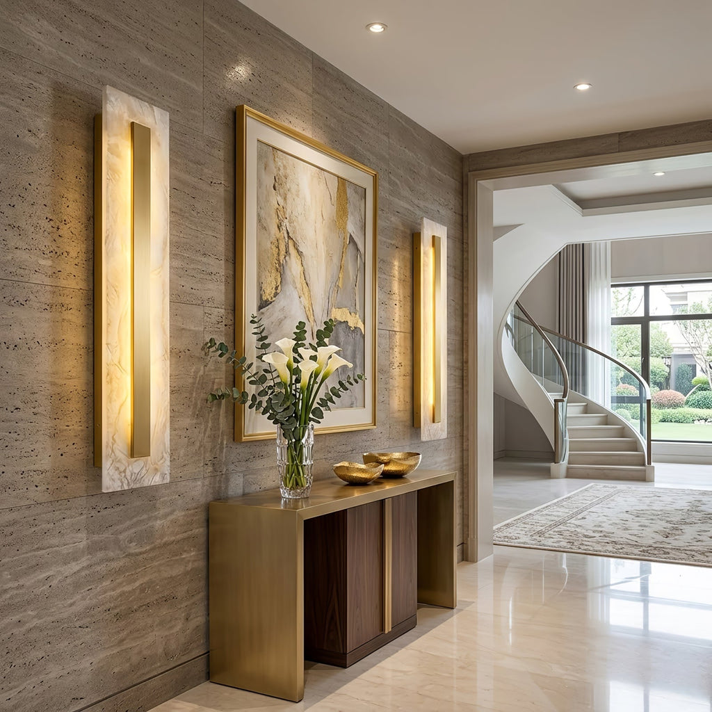 Oblong & Rectangular Alabaster Wall Sconces | wildoxy