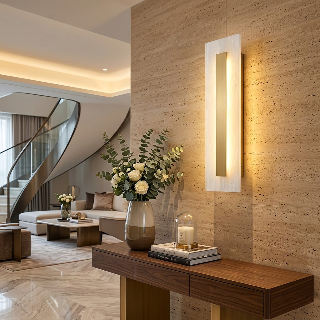 Oblong & Rectangular Alabaster Wall Sconces | wildoxy