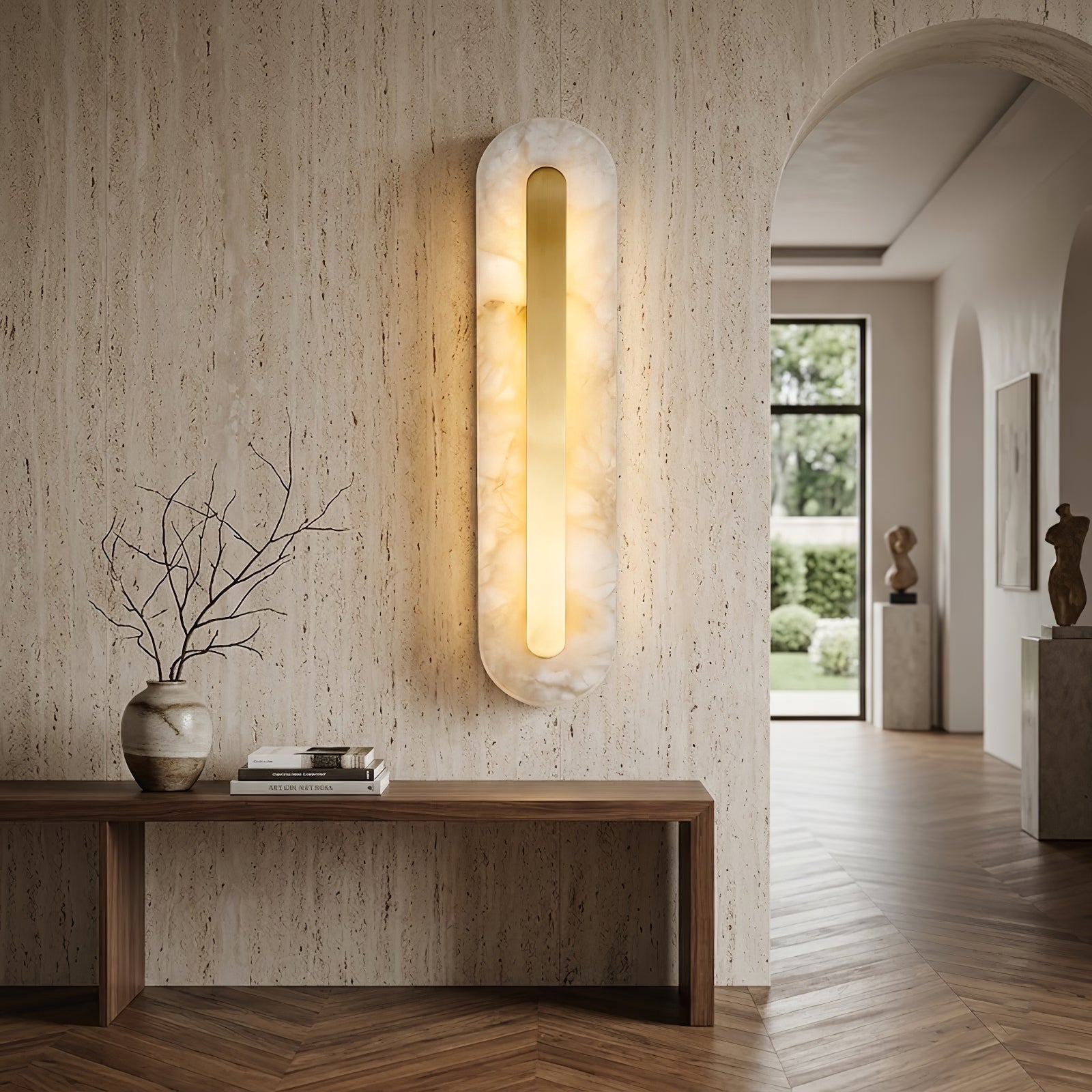 Oblong & Rectangular Alabaster Wall Sconces | wildoxy