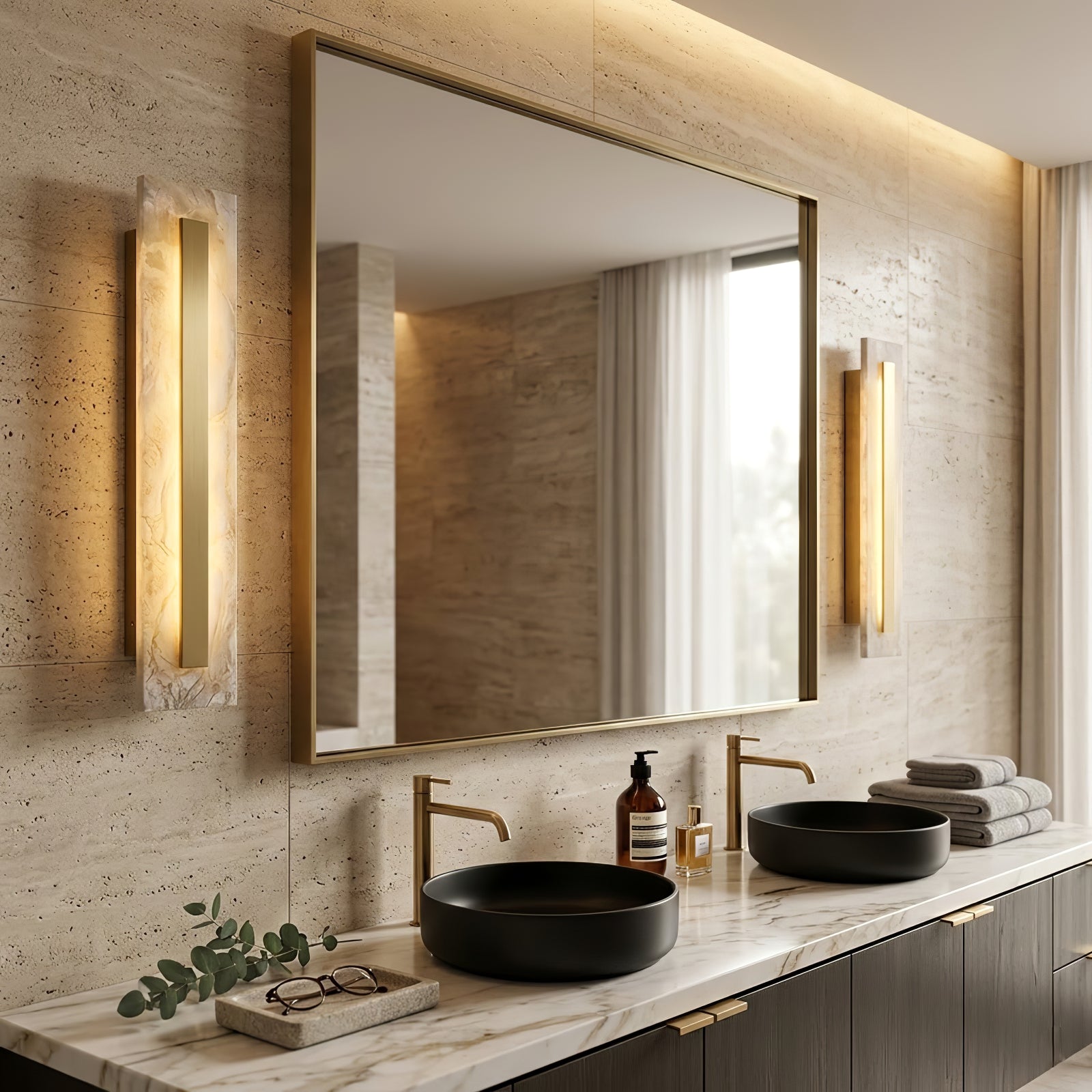 Oblong & Rectangular Alabaster Wall Sconces | wildoxy