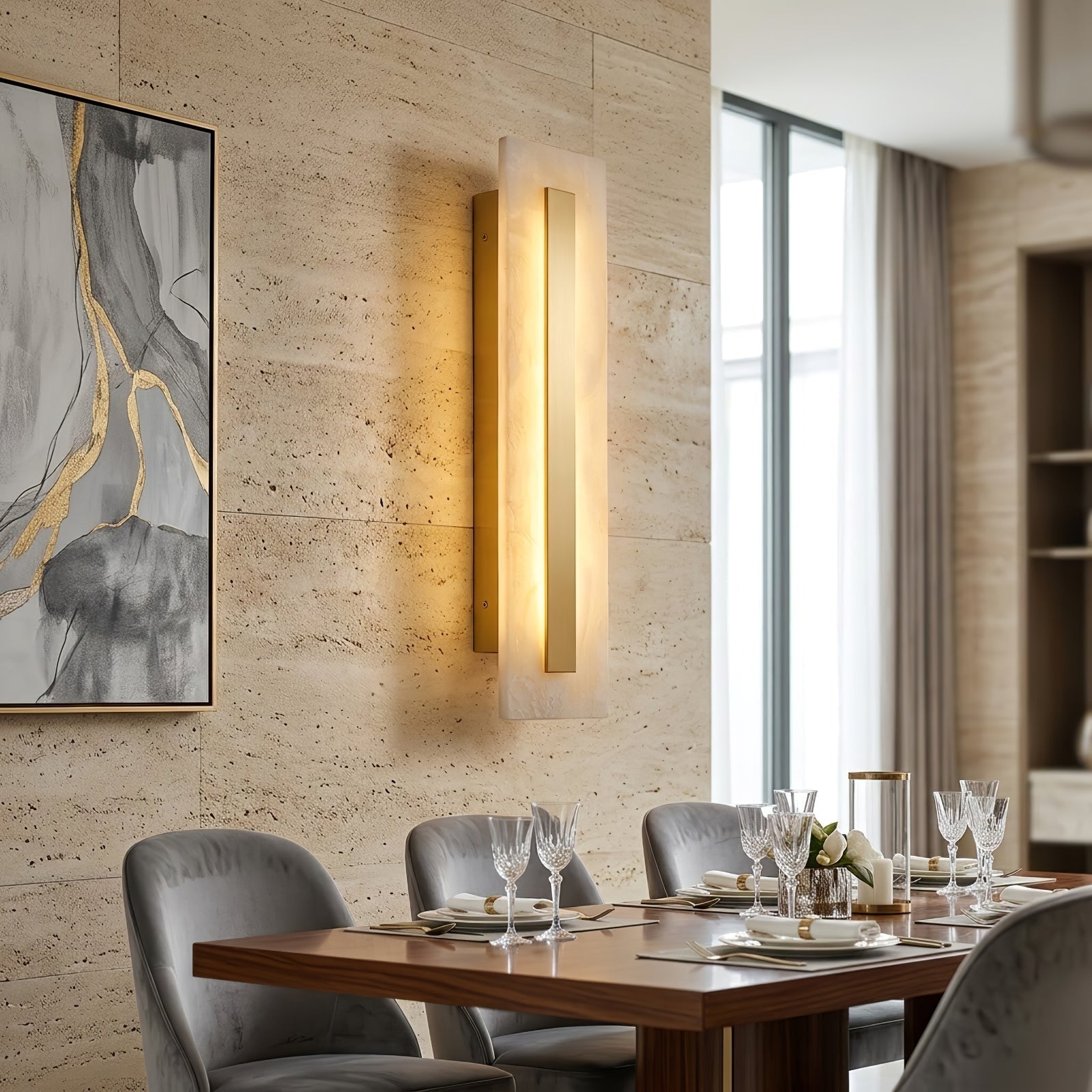 Oblong & Rectangular Alabaster Wall Sconces | wildoxy